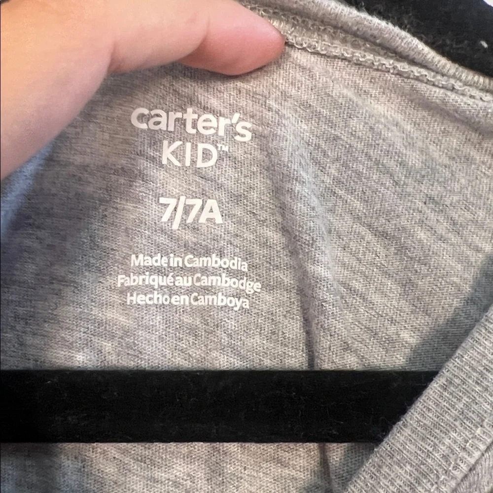 Carter's Kid's Gray Red & White Santa Holiday Long Sleeve Shirt Boys Size‎ 7